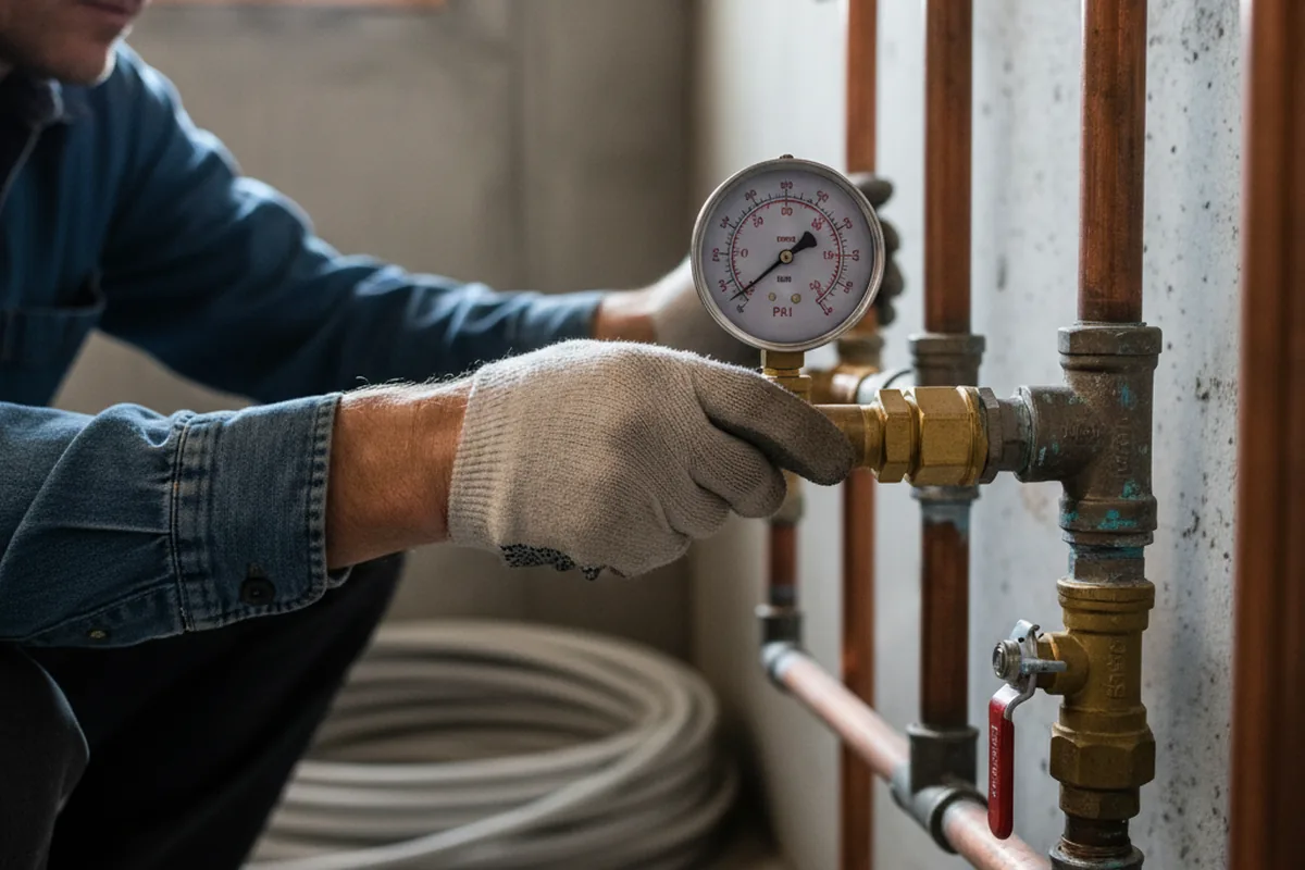 Pressure testing a repaired line during Water Line Repair in Pompton Lakes